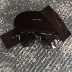 Tom Ford Gold and Black Aviator Sunglasses